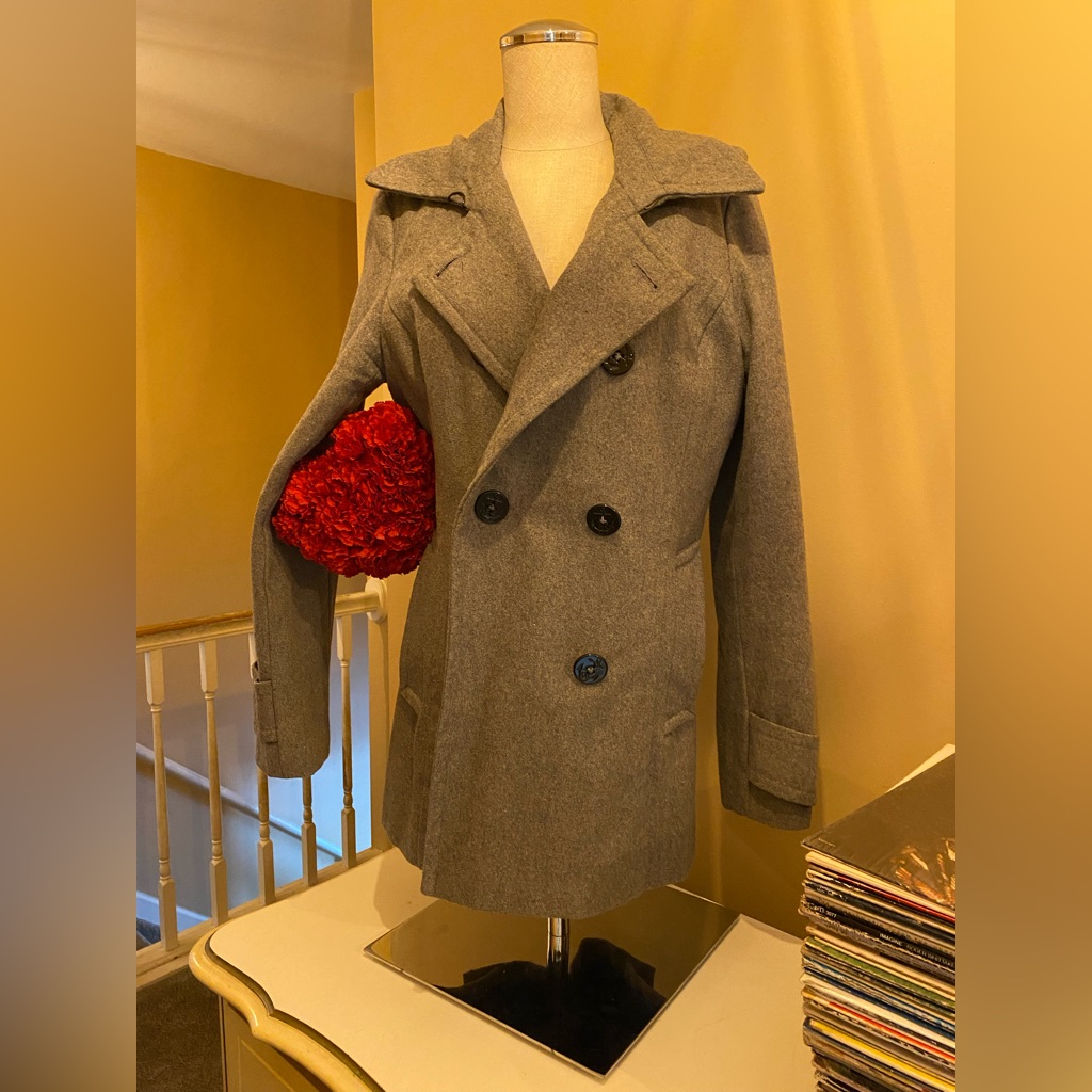 Gray Pea Coat Delia’s Winter Coat With Anchor Buttons & 3m Insulate